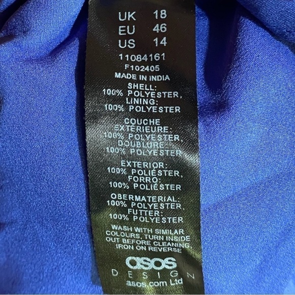 ASOS DESIGN wrap front tiered pleated midi dress in navy flirty floral Size 14 - Picture 10 of 11